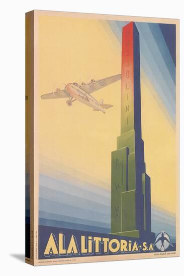 Airplane Passing Mussolini Obelisk-null-Stretched Canvas