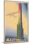 Airplane Passing Mussolini Obelisk-null-Mounted Art Print