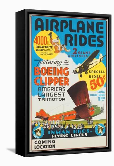 "Airplane Rides: Featuring the Boeing Clipper, America's Largest Trimotor", 1929-null-Framed Stretched Canvas