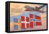 Airplane, Scandinavian Flags-null-Framed Stretched Canvas