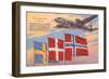 Airplane, Scandinavian Flags-null-Framed Art Print