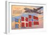 Airplane, Scandinavian Flags-null-Framed Art Print