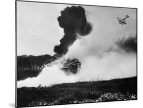 Airplane Shooting at a Tank-null-Mounted Photographic Print