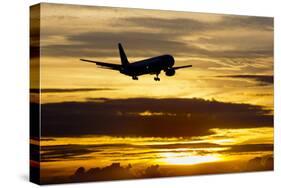 Airplane sunset-Charles Bowman-Stretched Canvas