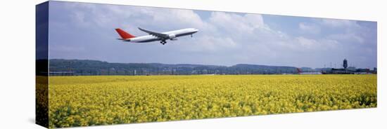 Airplane Taking Off, Zurich Airport, Kloten, Zurich, Switzerland-null-Stretched Canvas