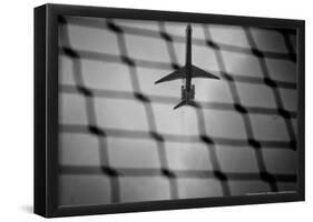 Airplane Through Fence B/W-null-Framed Poster