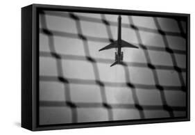 Airplane Through Fence B/W-null-Framed Stretched Canvas