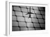 Airplane Through Fence B/W-null-Framed Photo