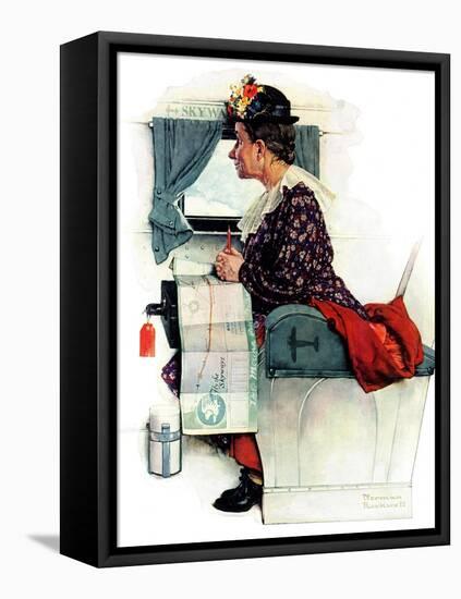 "Airplane Trip" or "First Flight", June 4,1938-Norman Rockwell-Framed Stretched Canvas