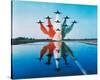 Airplanes Formation Taking Off-null-Stretched Canvas