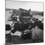 Airplanes Sitting on Airstrip at Airfield and Supplies Sitting in Trucks-Jack Birns-Mounted Photographic Print