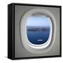 Airplanes Window Seat View with Sea Scape and Islands-viperagp-Framed Stretched Canvas