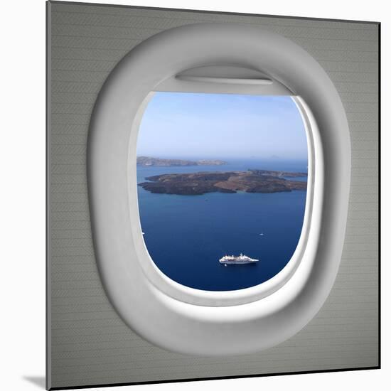 Airplanes Window Seat View with Sea Scape and Islands-viperagp-Mounted Photographic Print