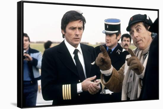 AIRPORT 80, 1978 directed by DAVID LOWELL RICH On the set, Alain Delon with David Lowell Rich (dire-null-Framed Stretched Canvas