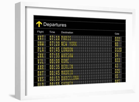 Airport Departures Board-z_i_b_i-Framed Art Print