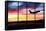 Airport Window with Airplane Flying at Sunset-viperagp-Framed Stretched Canvas