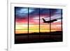 Airport Window with Airplane Flying at Sunset-viperagp-Framed Photographic Print