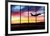 Airport Window with Airplane Flying at Sunset-viperagp-Framed Photographic Print