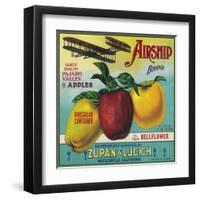 Airship Apple Crate Label - Watsonville, CA-Lantern Press-Framed Art Print