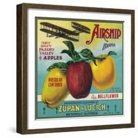 Airship Apple Crate Label - Watsonville, CA-Lantern Press-Framed Art Print