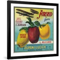 Airship Apple Crate Label - Watsonville, CA-Lantern Press-Framed Art Print