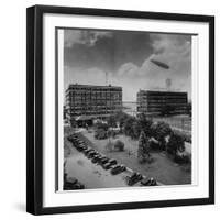 Airship over General Electric Building-null-Framed Photographic Print