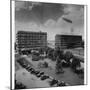 Airship over General Electric Building-null-Mounted Photographic Print