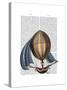 AirShip with Blue Sails-Fab Funky-Stretched Canvas