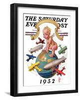 "Airships Circling Baby New Year," Saturday Evening Post Cover, January 2, 1932-Joseph Christian Leyendecker-Framed Giclee Print