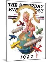 "Airships Circling Baby New Year," Saturday Evening Post Cover, January 2, 1932-Joseph Christian Leyendecker-Mounted Giclee Print