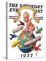 "Airships Circling Baby New Year," Saturday Evening Post Cover, January 2, 1932-Joseph Christian Leyendecker-Stretched Canvas