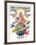 "Airships Circling Baby New Year," Saturday Evening Post Cover, January 2, 1932-Joseph Christian Leyendecker-Framed Giclee Print