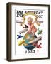 "Airships Circling Baby New Year," Saturday Evening Post Cover, January 2, 1932-Joseph Christian Leyendecker-Framed Premium Giclee Print