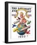 "Airships Circling Baby New Year," Saturday Evening Post Cover, January 2, 1932-Joseph Christian Leyendecker-Framed Premium Giclee Print