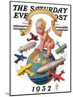 "Airships Circling Baby New Year," Saturday Evening Post Cover, January 2, 1932-Joseph Christian Leyendecker-Mounted Premium Giclee Print