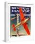 "Airshow," Saturday Evening Post Cover, September 4, 1937-Clayton Knight-Framed Giclee Print