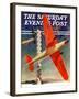 "Airshow," Saturday Evening Post Cover, September 4, 1937-Clayton Knight-Framed Giclee Print