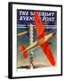 "Airshow," Saturday Evening Post Cover, September 4, 1937-Clayton Knight-Framed Giclee Print