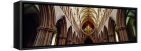 Aisle of a Cathedral, Wells Cathedral, Wells, Somerset, England-null-Framed Stretched Canvas