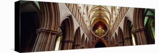 Aisle of a Cathedral, Wells Cathedral, Wells, Somerset, England-null-Stretched Canvas