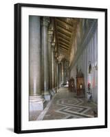 Aisle of Cathedral of Santa Maria Nuova, Monreale, Sicily, Italy, 12th Century-null-Framed Giclee Print