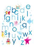 Alphabet Background with Water Animal-aispl-Framed Art Print