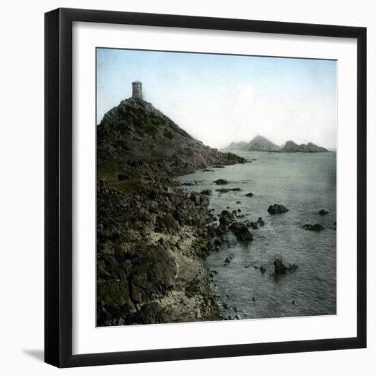 Ajaccio (Corsica), the Sanguinary Islands and the Parata Tower, Circa 1890-1895-Leon, Levy et Fils-Framed Photographic Print