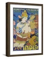 Ajanta Frescoes Cave Temples Poster-null-Framed Giclee Print