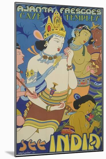 Ajanta Frescoes Cave Temples Poster-null-Mounted Giclee Print