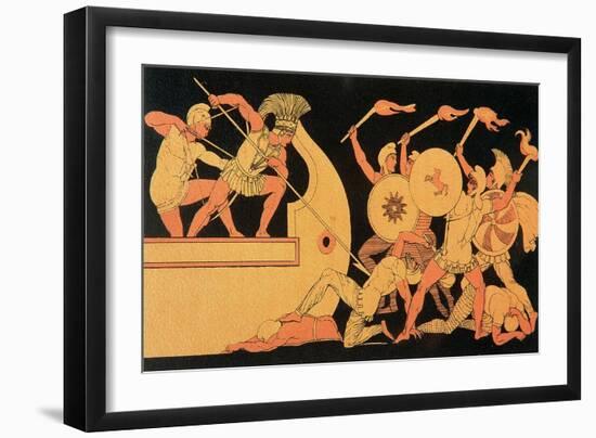 Ajax Defending the Greek Ships Against the Trojans, Reproduction of a Greek Vase-English School-Framed Giclee Print