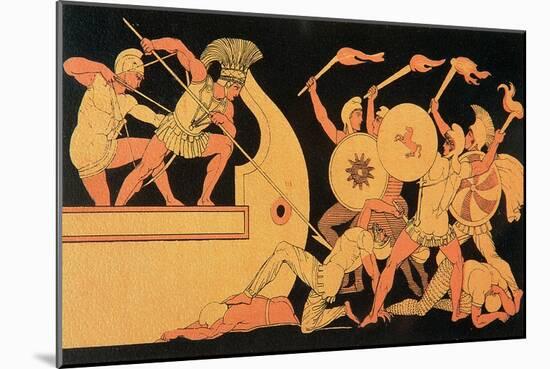 Ajax Defending the Greek Ships Against the Trojans, Reproduction of a Greek Vase-English School-Mounted Giclee Print