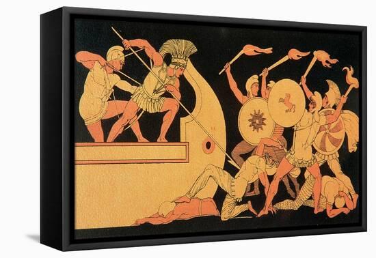 Ajax Defending the Greek Ships Against the Trojans, Reproduction of a Greek Vase-English School-Framed Stretched Canvas
