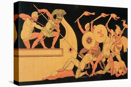 Ajax Defending the Greek Ships Against the Trojans, Reproduction of a Greek Vase-English School-Stretched Canvas