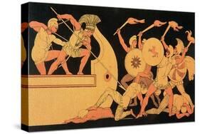 Ajax Defending the Greek Ships Against the Trojans, Reproduction of a Greek Vase-English School-Stretched Canvas